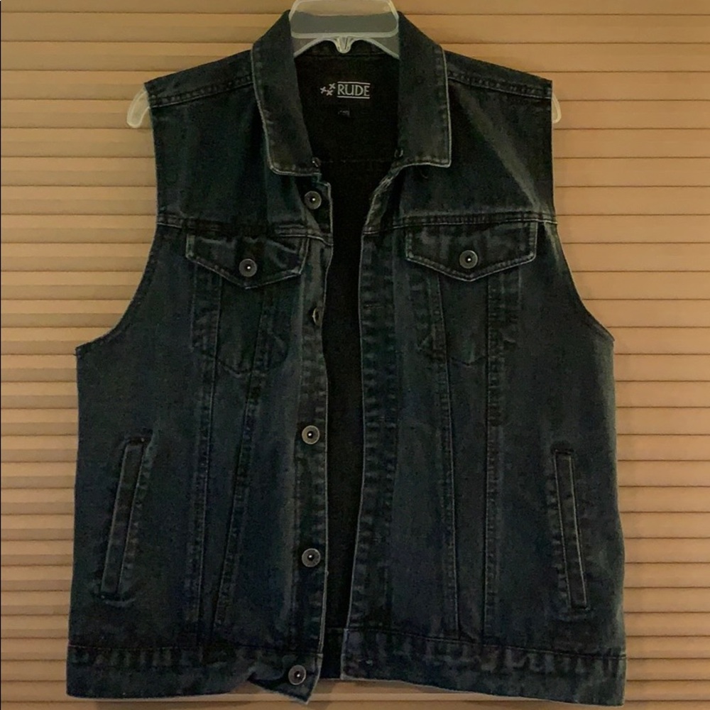 RUDE Black Wash Denim Vest
